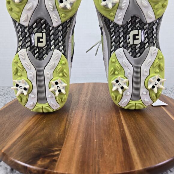 Footjoy Contour Closeout White Lime Leather Athletic Spiked Golf Cleat Men 9.5 M - Picture 11 of 14